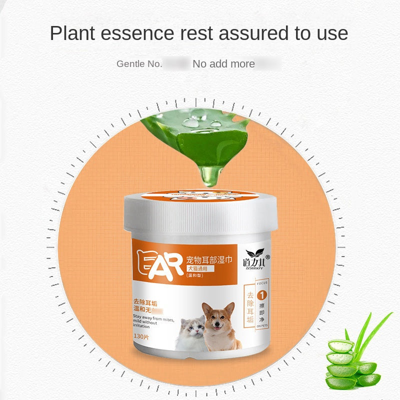 Lingettes humides pour animaux (130 feuilles) – Lingettes nettoyantes pour les yeux et les oreilles des chiens et des chats