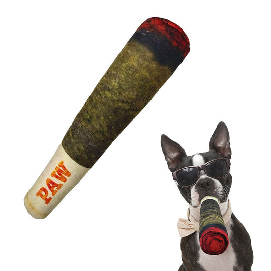 Plush Dog Toy Cigar – Funny Squeaky Chew Toy for Small & Medium Dogs