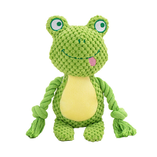 Plush Rope Dog Toy – Interactive Tug of War Toy with Sound (Fox, Frog, Pig)