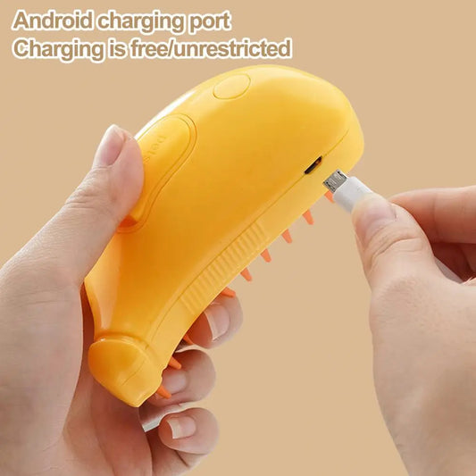 Banana-Shaped Pet Grooming Brush – Steamy Hair Removal Tool for Cats & Dogs