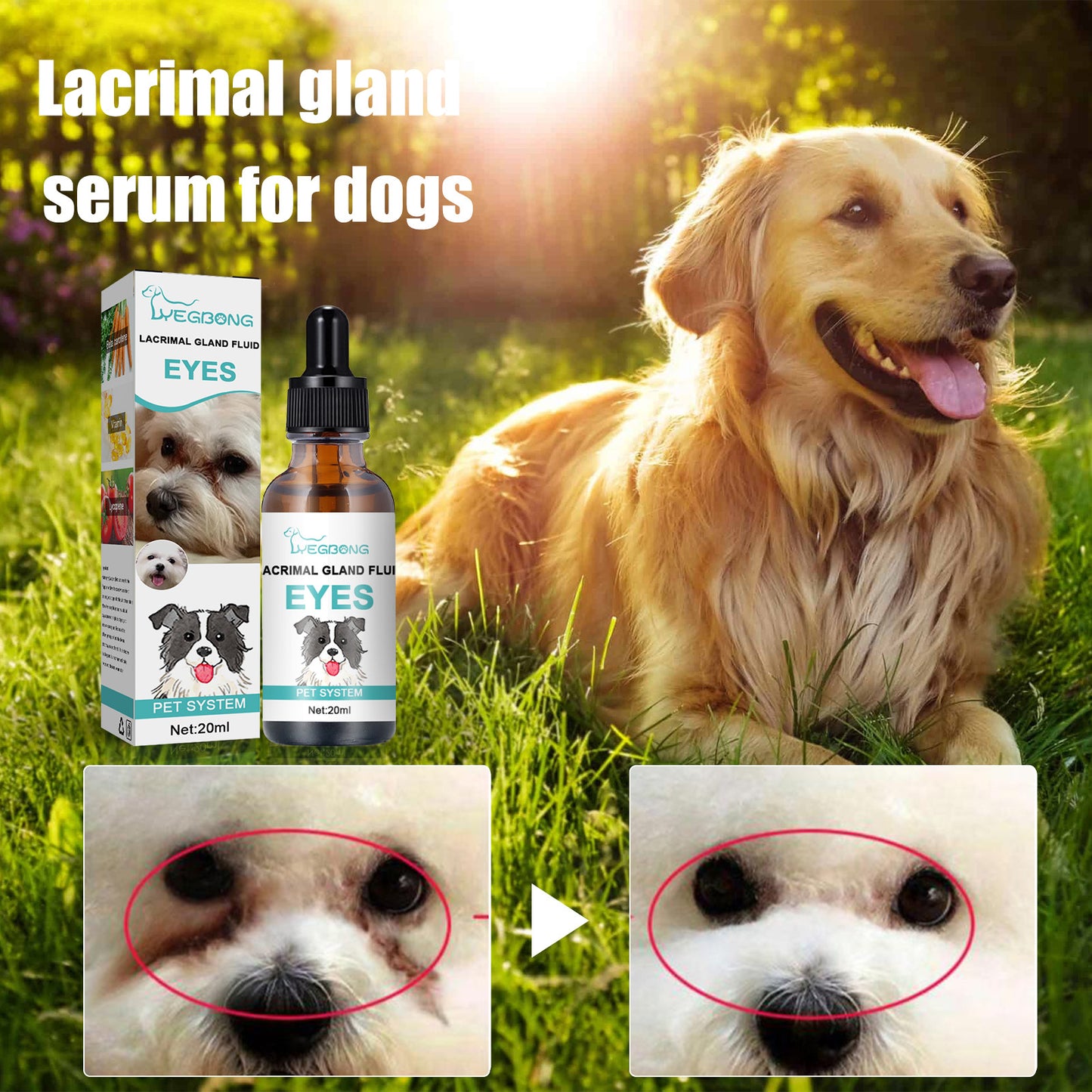 Pet Tear Stain Serum – Eye Care for Cats & Dogs, Removes Stains & Dirt