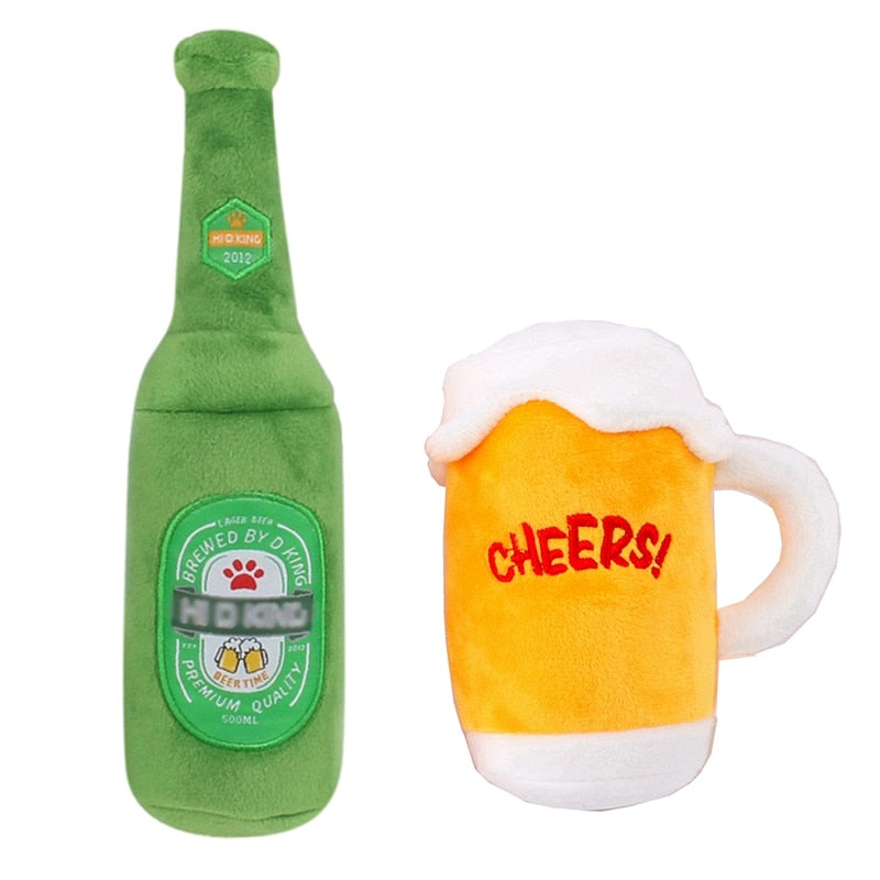 Garrafa de Cerveja de Pelúcia com Apito para Cães para Brincadeira Interativa