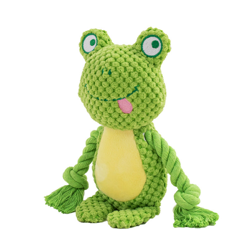 Plush Rope Dog Toy – Interactive Tug of War Toy with Sound (Fox, Frog, Pig)