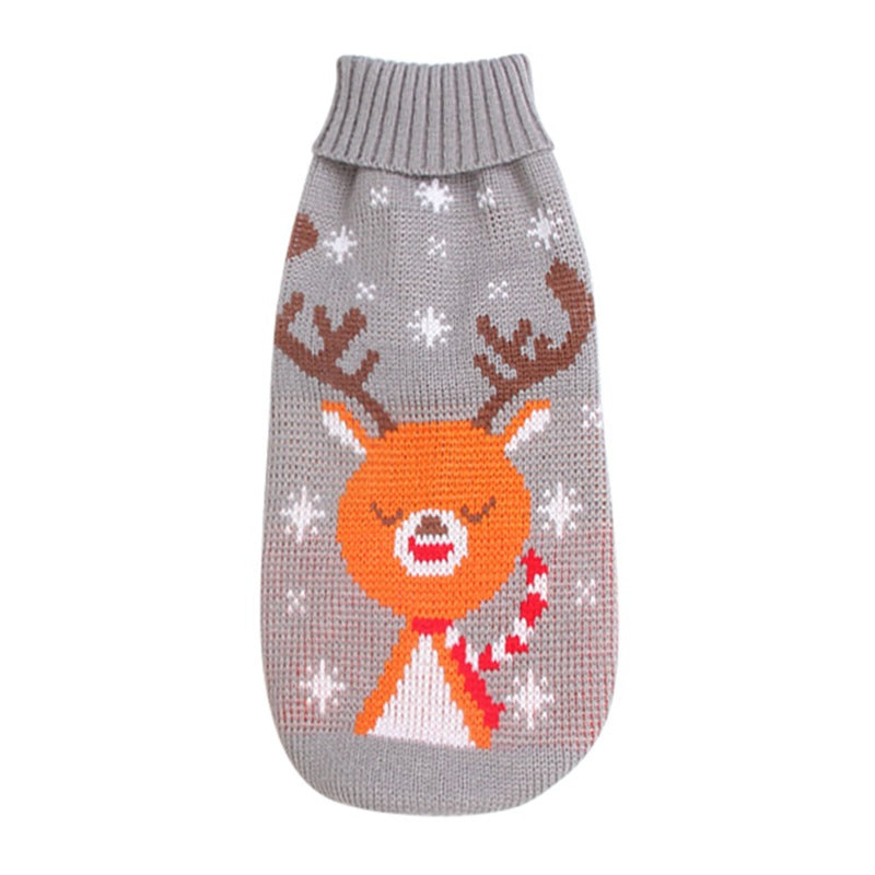 Christmas Sweater for Pets – Reindeer & Snowflake Knitted Holiday Outfit