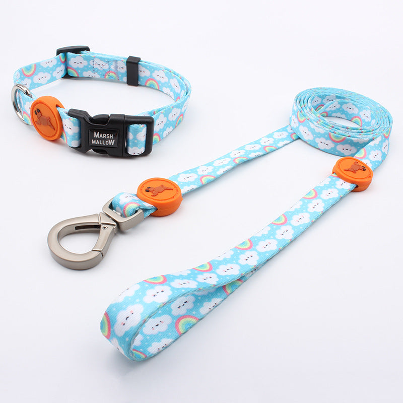 Colete de Arnês para Cão Grande Estampado com Trela e Coleira, Conjunto de 3 Peças para Passeio
