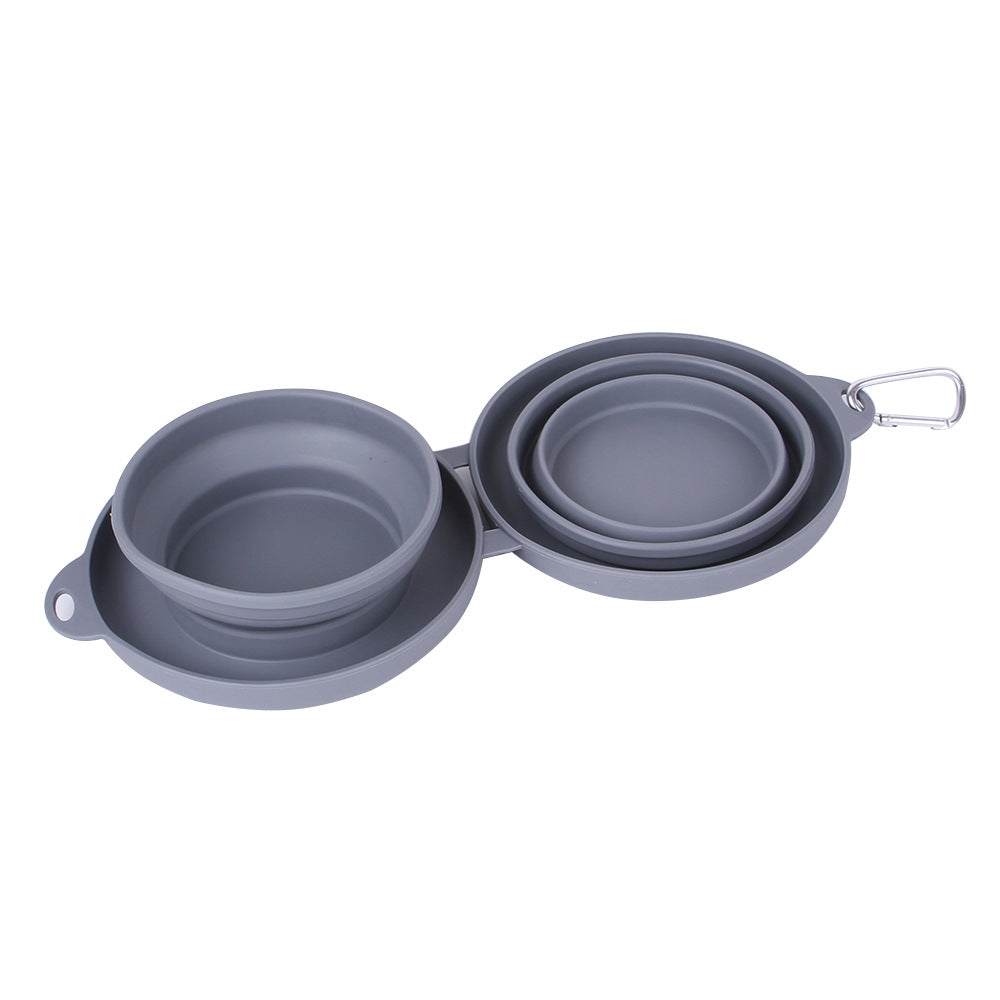 Pliable Silicone Double animal gamelle pour voyage et d’extérieur repas