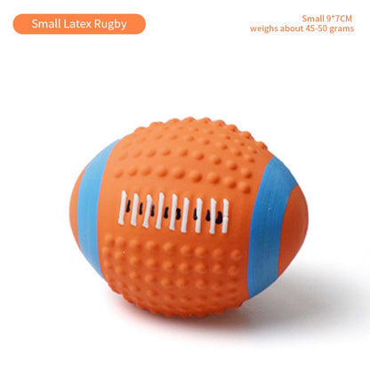 Latex Dog Toy Ball – Elastic Cotton-Filled Football with Squeak Sound