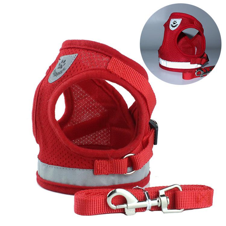 Conjunto de Coleira e Trela Refletor para Cães Pequenos e Médios