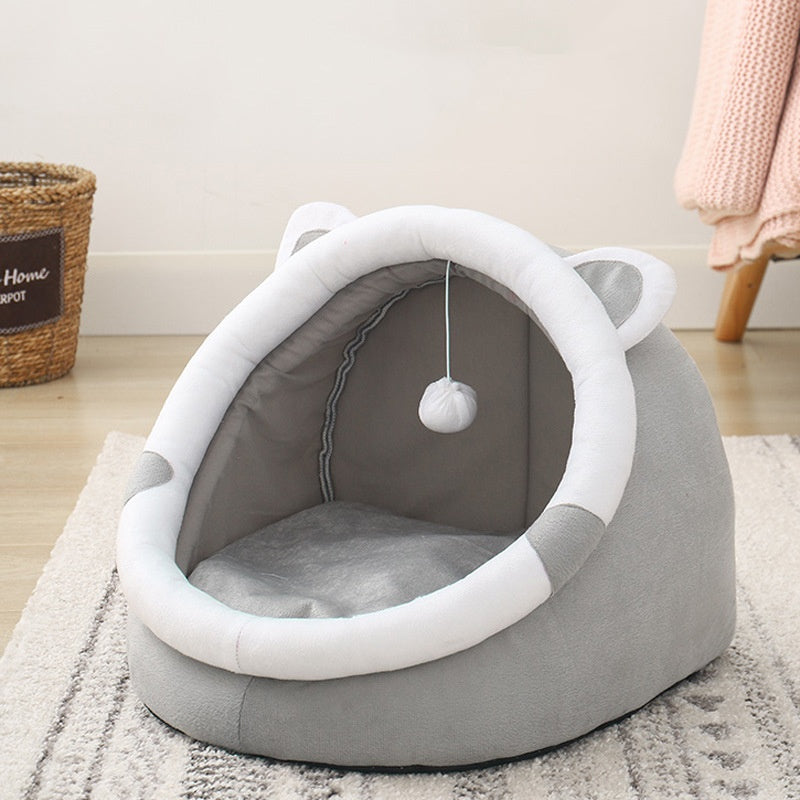 Casa para Gatos e Cama para Cães Fechada, Abrigo para Animais de Estimação Quente para Todas as Estações