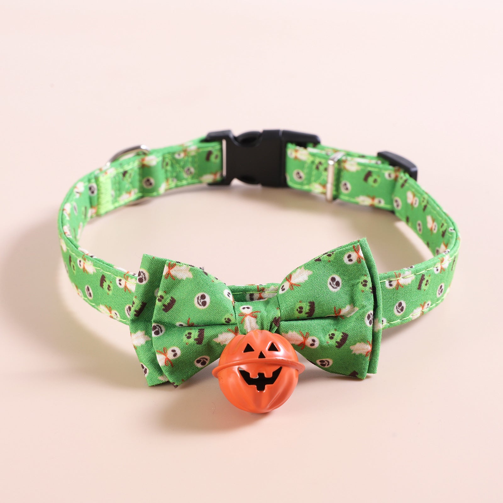 Coleira de Halloween para Animais de Estimação com Sino e Abóbora, Coleira Festiva para Cão e Gato com Amuleto Sorridente