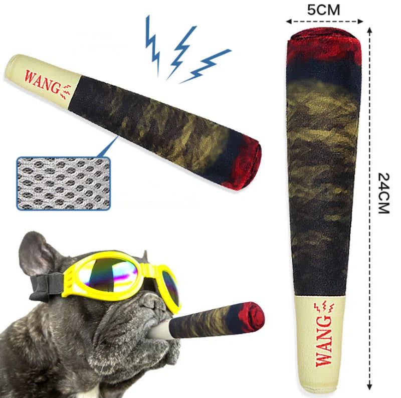 Green Cigar-Shaped Plush Squeaky chien jouet pour Chewing et Play