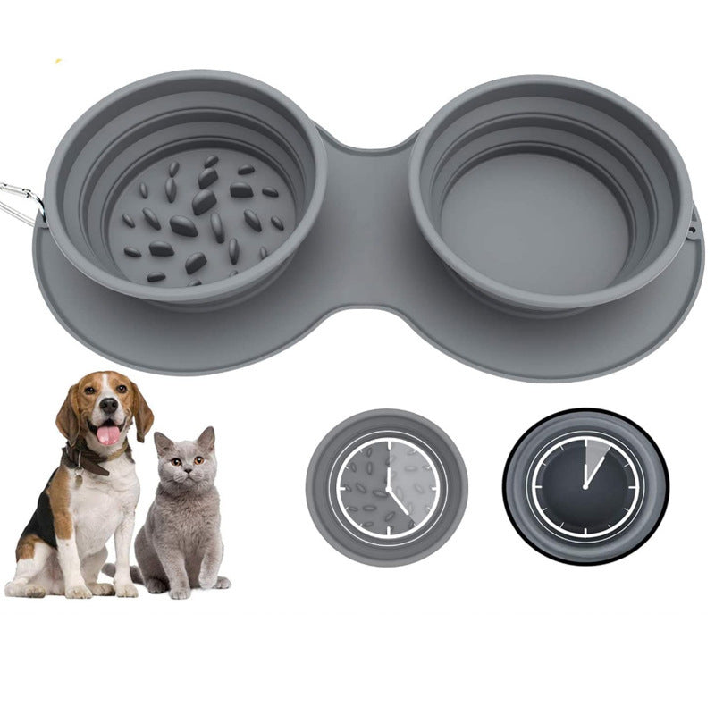 Folding Slow Feeder Bowl – Anti-Choke Double Food Bowl for Dogs