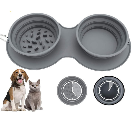Folding Slow Feeder Bowl – Anti-Choke Double Food Bowl for Dogs