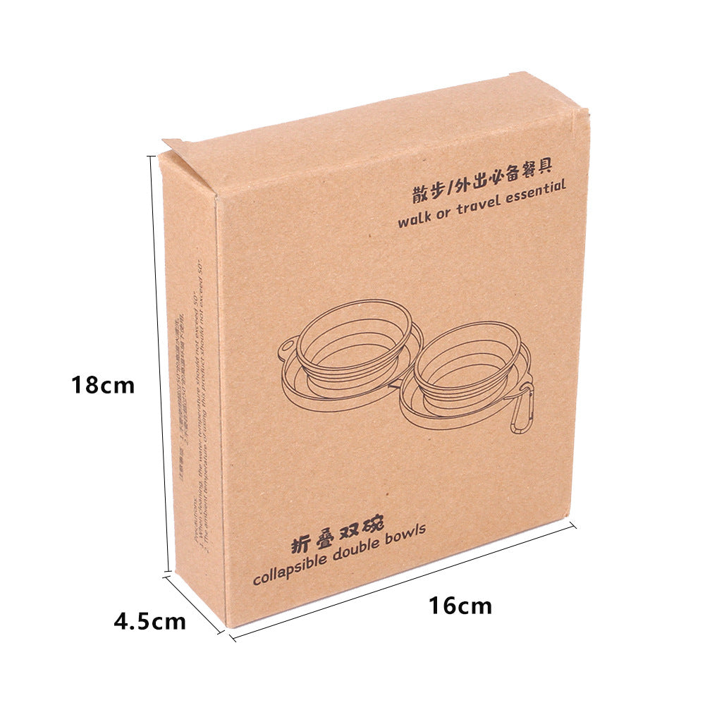 Pliable Silicone Double animal gamelle pour voyage et d’extérieur repas