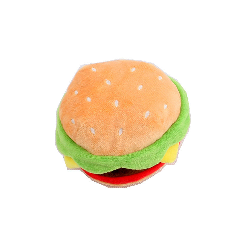 Conjunto de Brinquedos para Cães de Peluche com Som, com Desenhos de Pizza, Hambúrguer e Batatas Fritas
