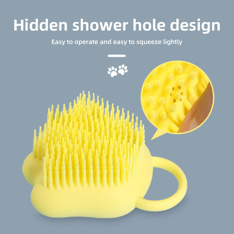 Pet Shower Massage Brush – Bath Scrubber with Shampoo Dispenser
