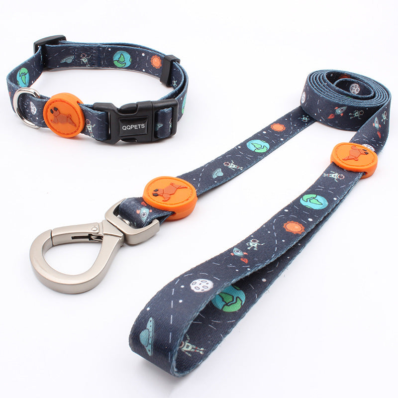 Colete de Arnês para Cão Grande Estampado com Trela e Coleira, Conjunto de 3 Peças para Passeio