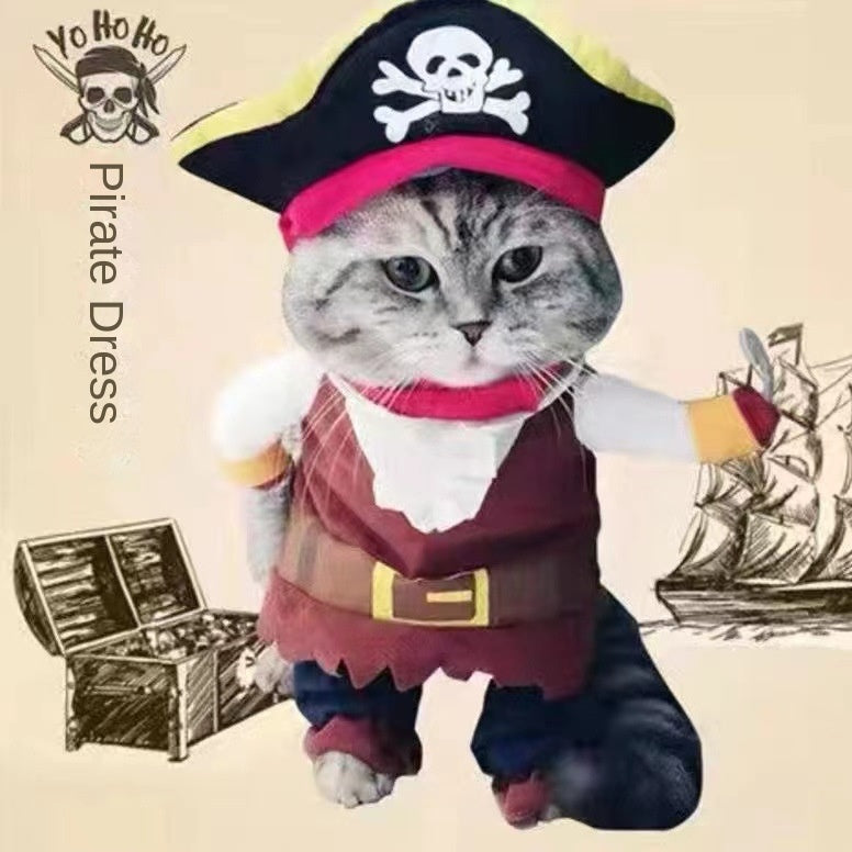 Fantasia de Pirata para Animais de Estimação (Cães e Gatos), Roupa de Cosplay Engraçada de Duas Patas