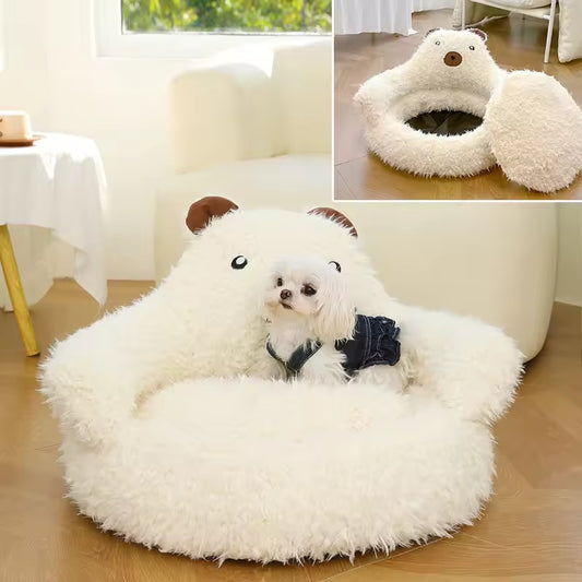 Alpaca Cat & Dog Bed – Soft Winter Nest with Non-Slip Bottom
