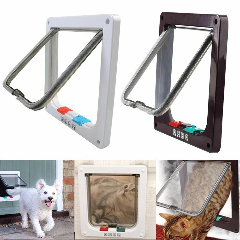 4-Way Lockable Pet Door – Durable ABS Cat & Dog Flap Gate for Indoor Use