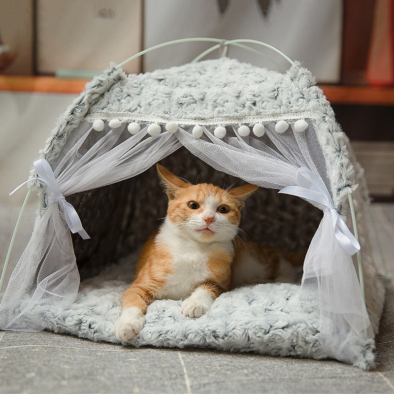 Cama-Ninho Semicerrada para Gatos e Cães Pequenos, para Todas as Estações