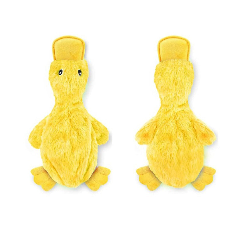 Brinquedo de Cão Pato de Peluche Sem Enchimento com Apito para Mastigar e Brincar
