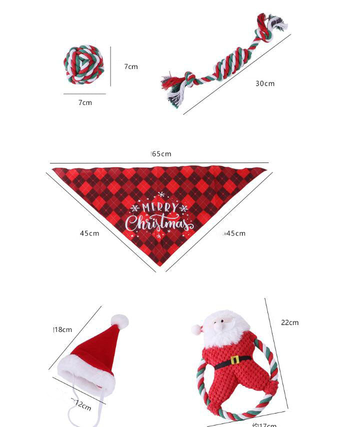 Conjunto de Oferta de Natal para Animais de Estimação com Brinquedo de Mastigar em Corda de Algodão e Fantasia Festiva