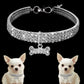 Bling Crystal Pet Collar – Fashion Necklace with Bone Pendant for Dogs & Cats