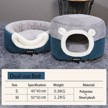 HOOPET Cat & Dog Bed – Soft Plush Kennel Nest for Warm Winter Sleep