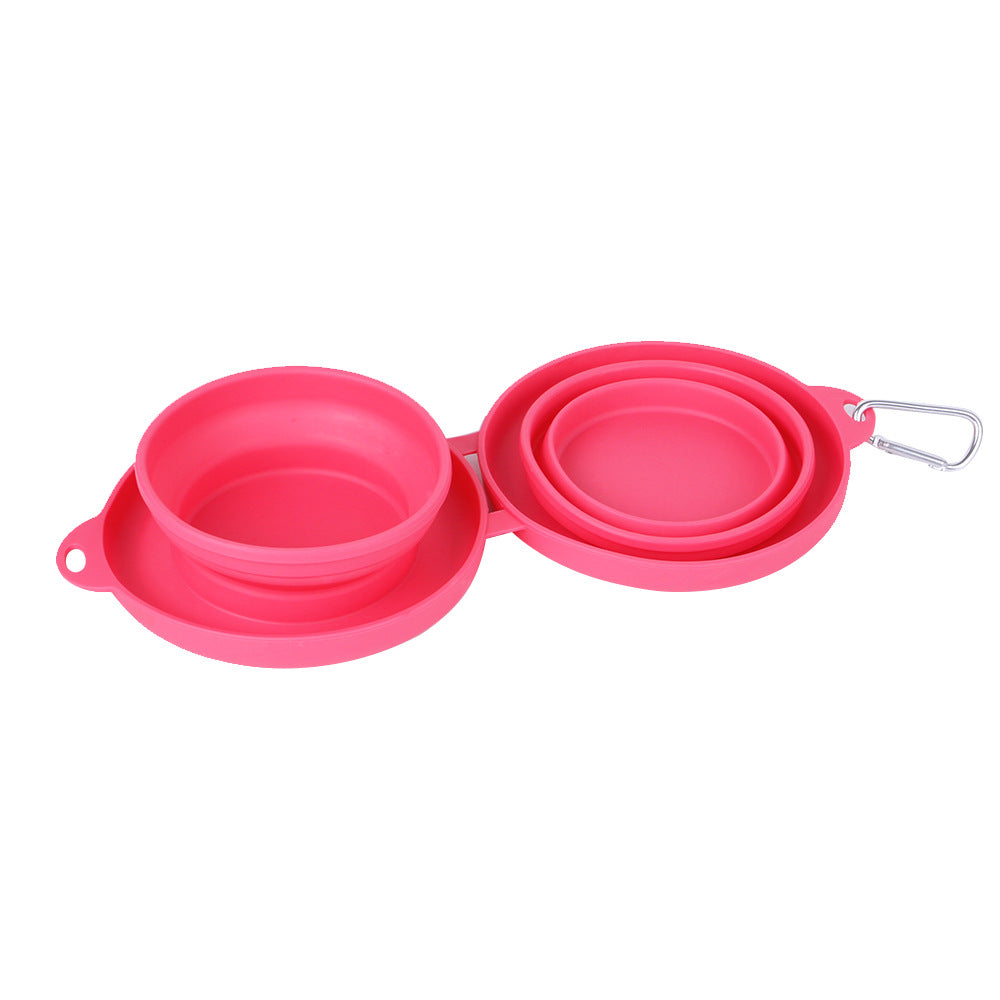 Pliable Silicone Double animal gamelle pour voyage et d’extérieur repas