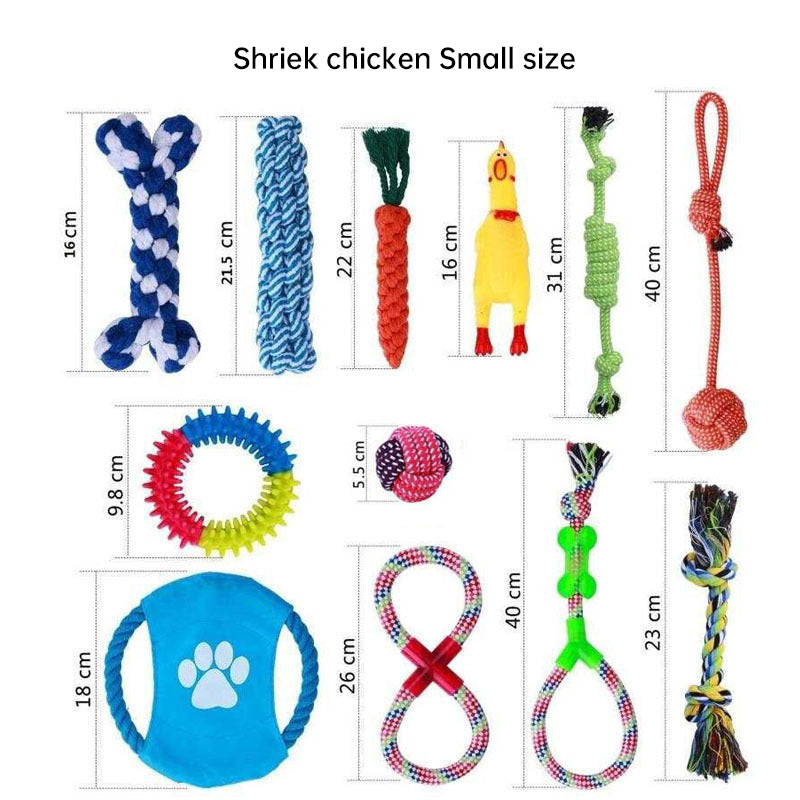Conjunto de Brinquedos para Cão em Corda de Algodão para Mastigar e Limpeza dos Dentes