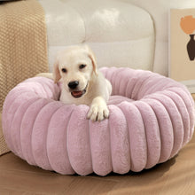 Round Plush animal lit avec Long Fur, chaud Sleeping tapis pour chats et chiens