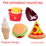 Plush Fast Food Squeaky Dog Toy Set with Pizza, Burger and Fries Designs