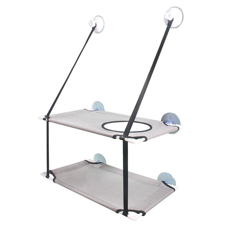 Cama Suspensa para Gatos de Montagem em Janela com Ventosas, Cesto Suspenso de Camada Dupla