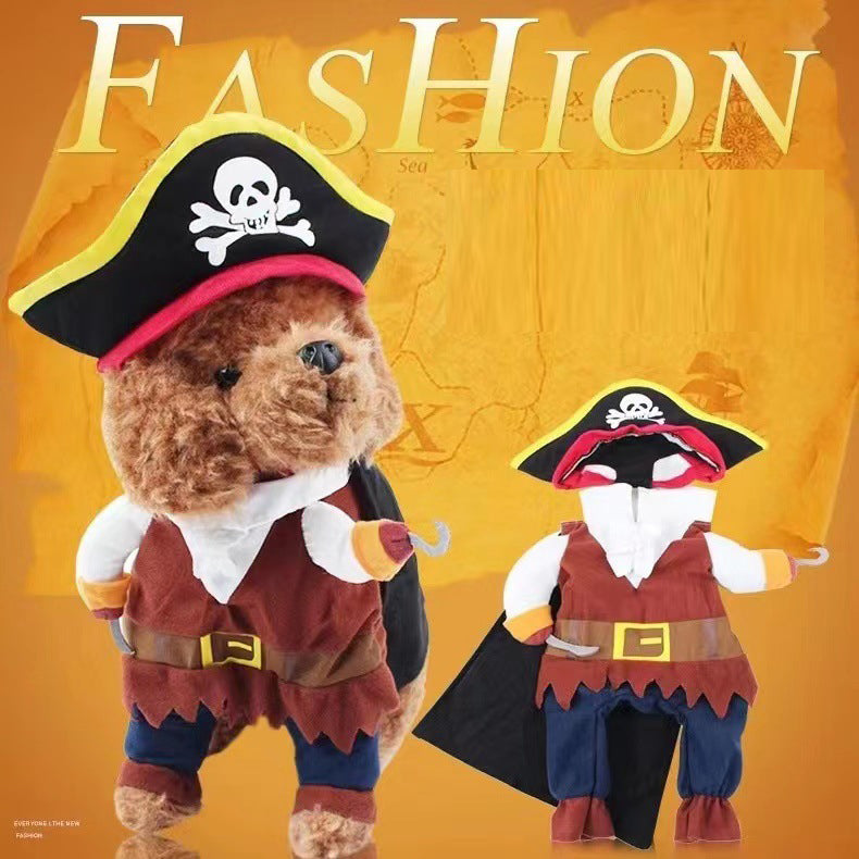 Fantasia de Pirata para Animais de Estimação (Cães e Gatos), Roupa de Cosplay Engraçada de Duas Patas