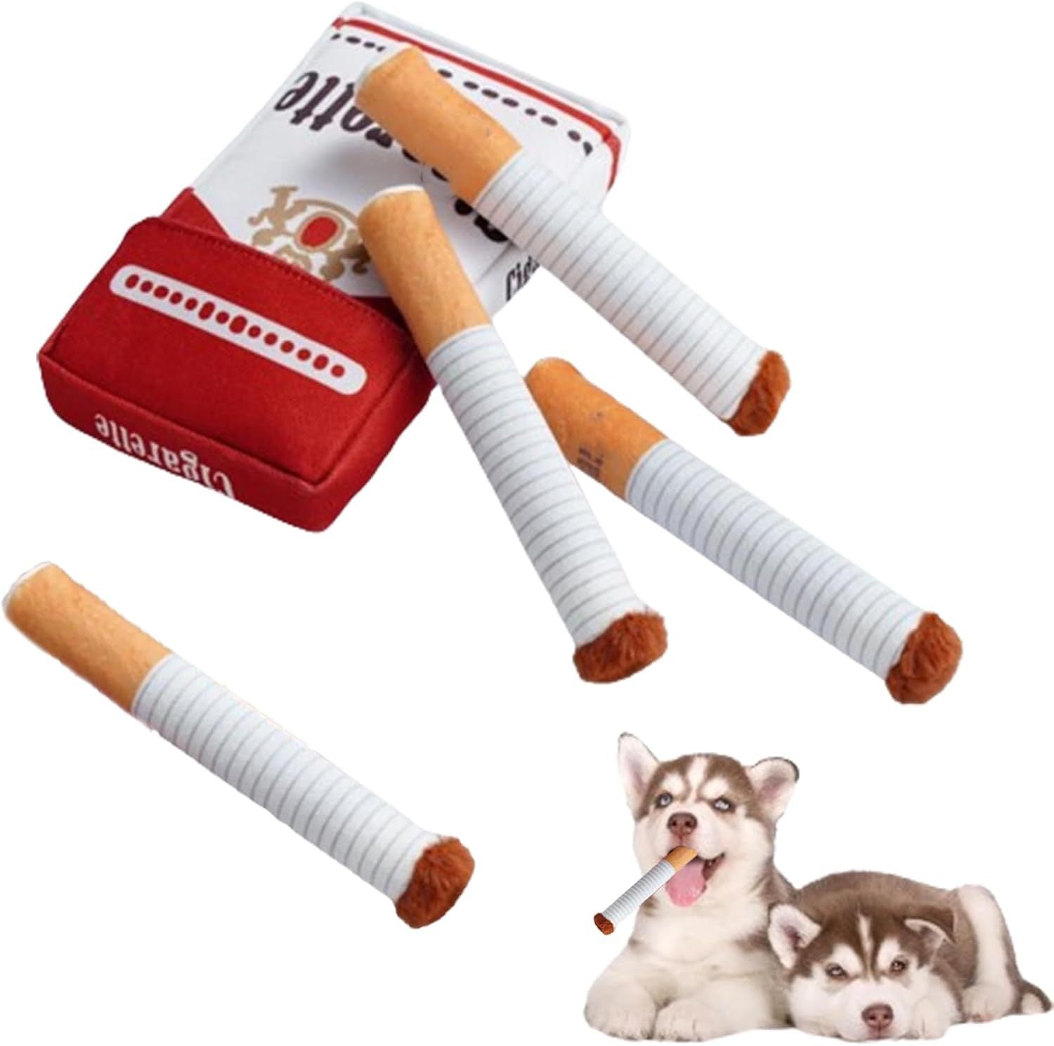 Cigar-Shaped Plush Squeaky chien jouet avec Gift Box, résistant Chew jouet
