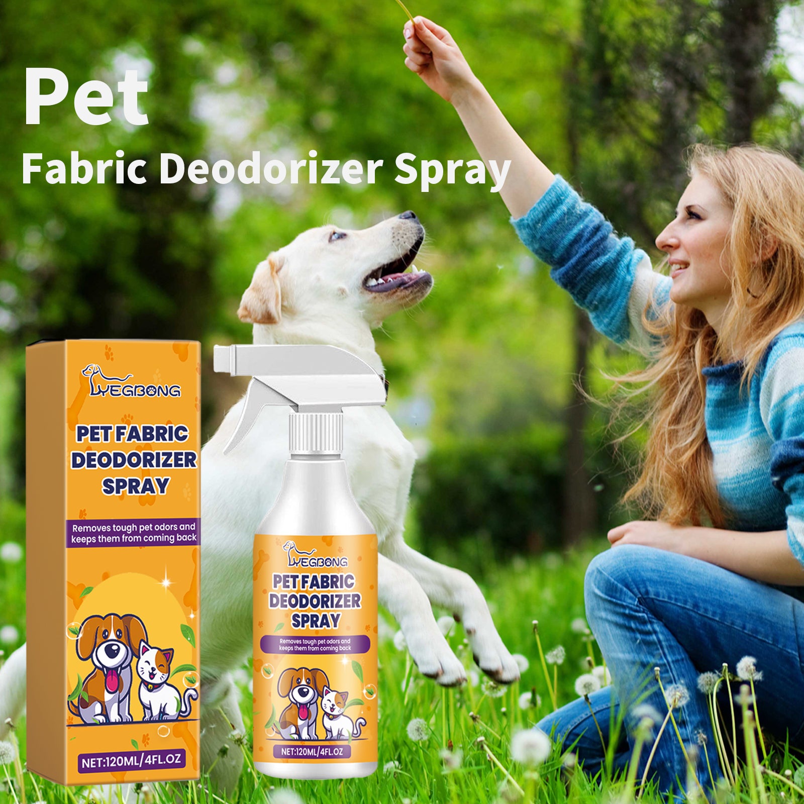 Spray Desodorizante para Tecidos de Animais de Estimação, Ambientador de Longa Duração para Odores de Animais de Estimação em Interiores