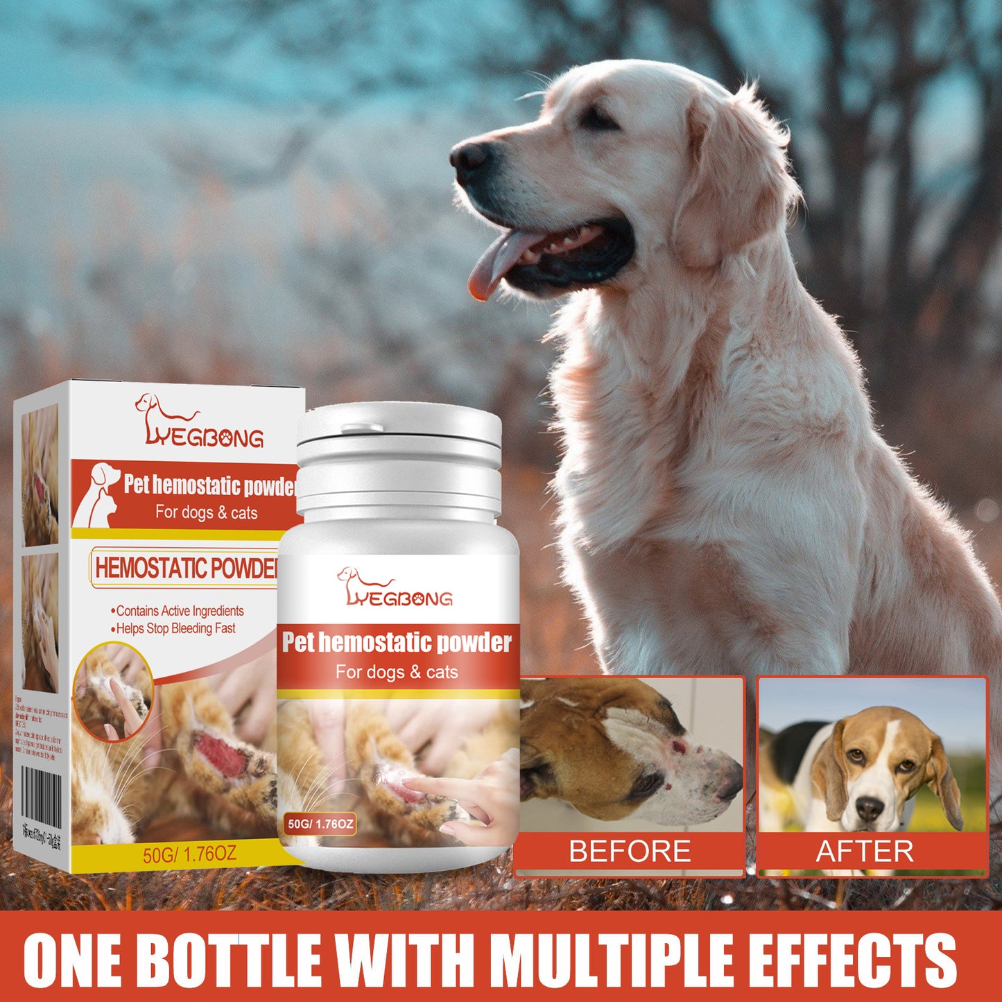 Pet Hemostatic Powder – Wound Cleaning & Healing Styptic Powder for Pets