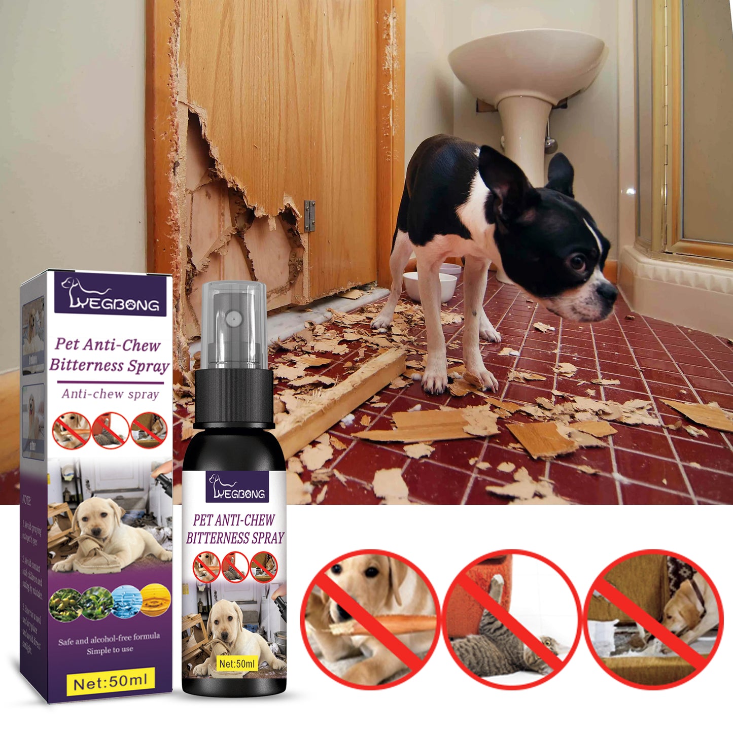 Anti-Chewing Pet Spray – Long-Lasting Indoor Repellent for Dogs & Cats