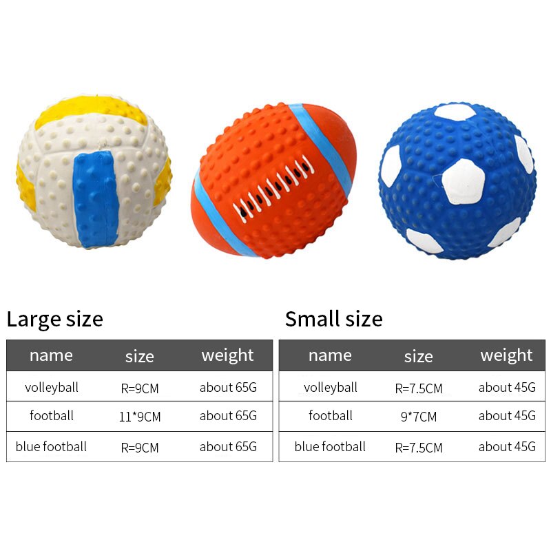 Latex Dog Toy Ball – Elastic Cotton-Filled Football with Squeak Sound