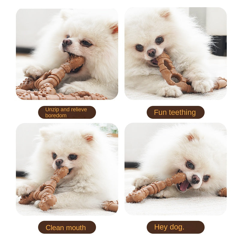 Brinquedo de Mastigar em Forma de Osso para Cães para Limpeza dos Dentes e Brincadeira Interativa