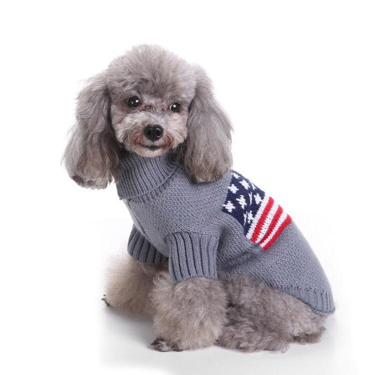 American Flag Winter Sweater for Dogs – Cozy & Patriotic Pet Jumper
