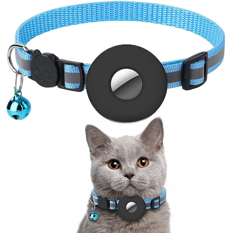 Reflective AirTag chat collier avec Bell, réglable animal Tracker collier