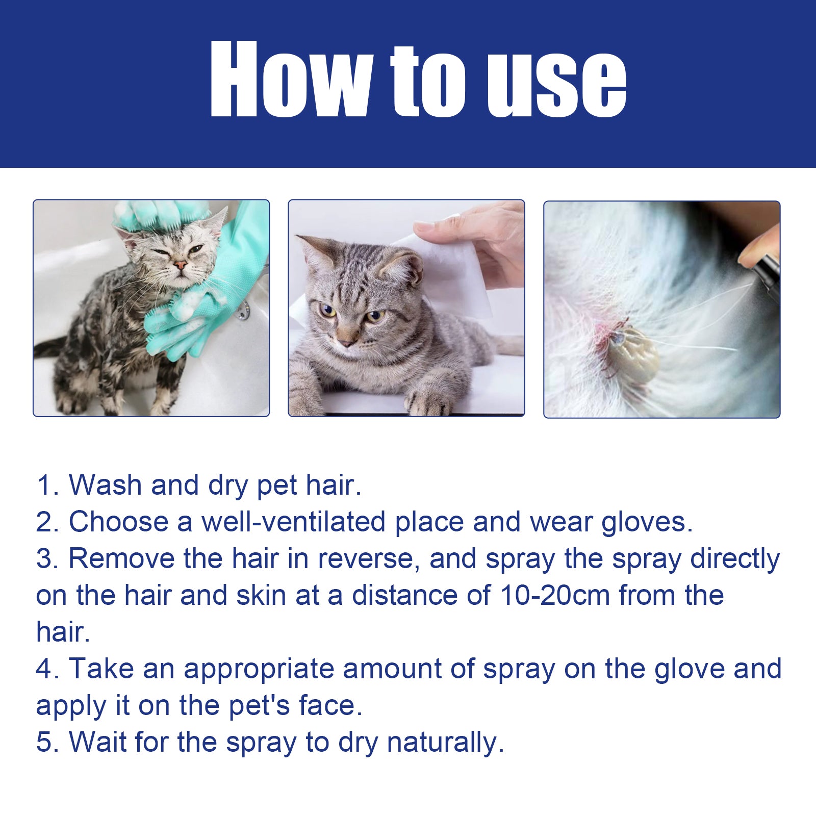 Spray Antipulgas e Carraças para Cães e Gatos, Spray de Cuidados Anti-Comichão e Limpeza da Pele