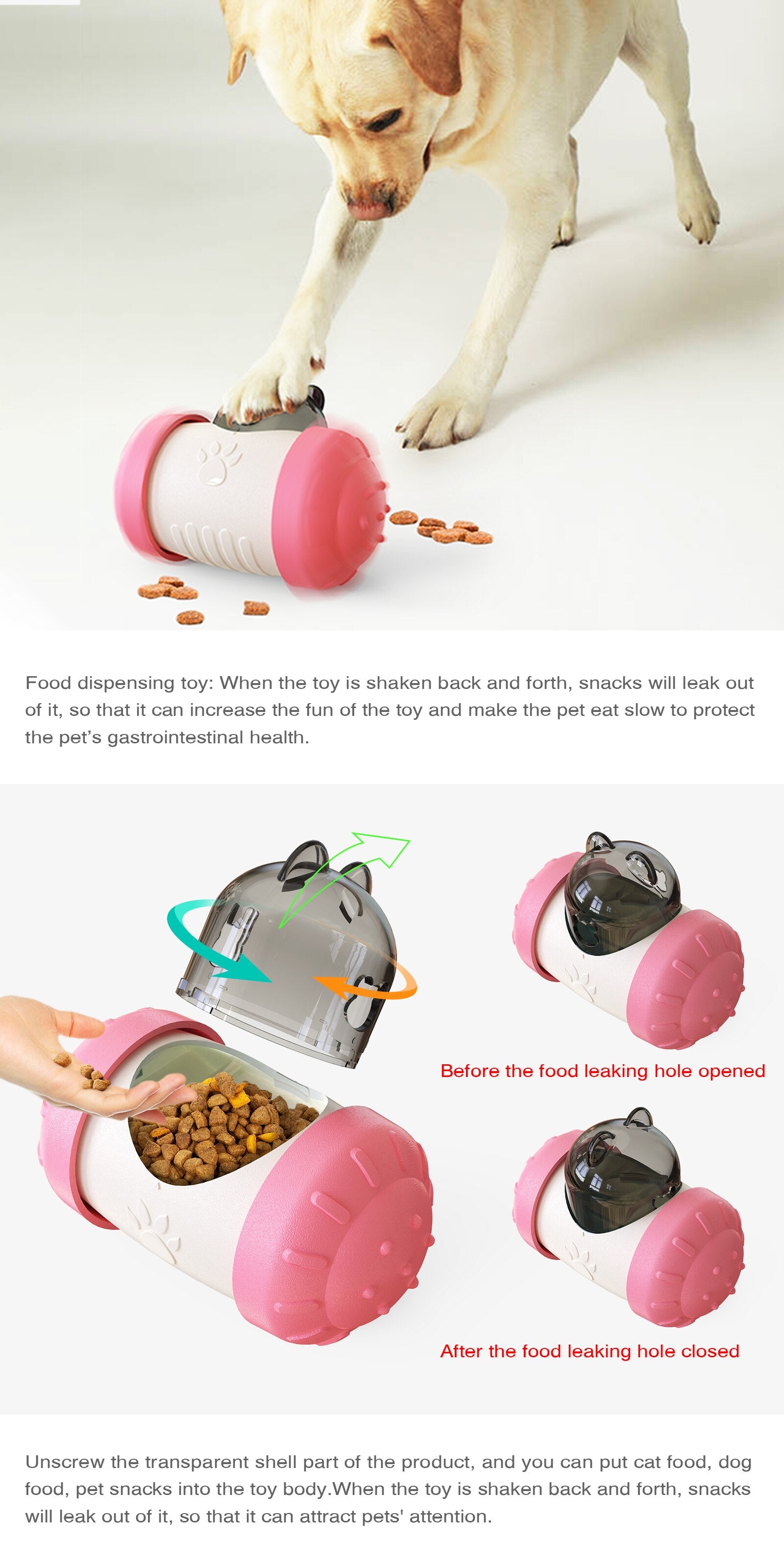 Interactif Treat Dispensing Swing jouet pour chiens et chats