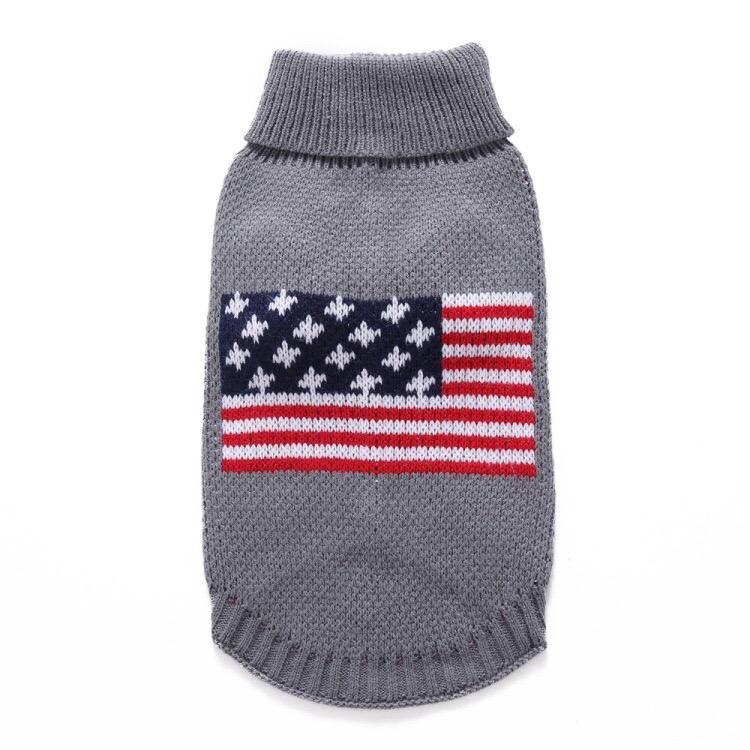 Camisola de Cão Bandeira Americana, Camisola Quente de Inverno para Animais de Estimação