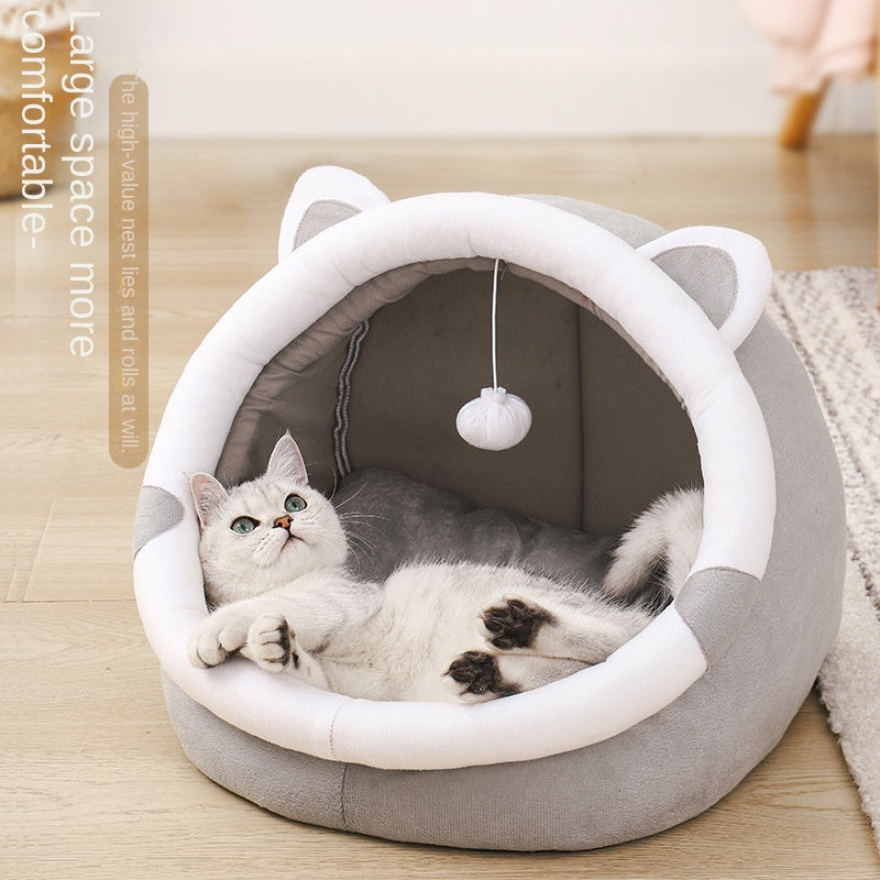 Casa para Gatos e Cama para Cães Fechada, Abrigo para Animais de Estimação Quente para Todas as Estações