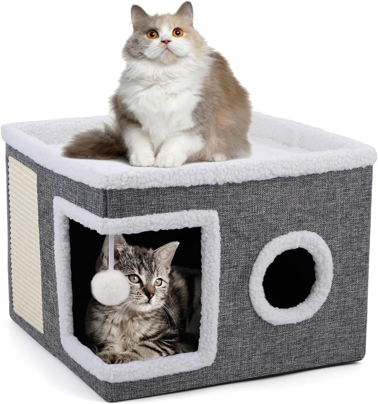 Banco de Arrumação Dobrável com Camas e Descanso para Pets Integrada para Gatos e Cães