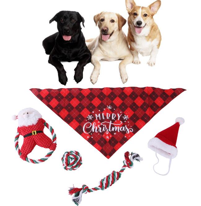 Christmas animal Gift Set avec Cotton Rope Chew jouet et Festive Costume