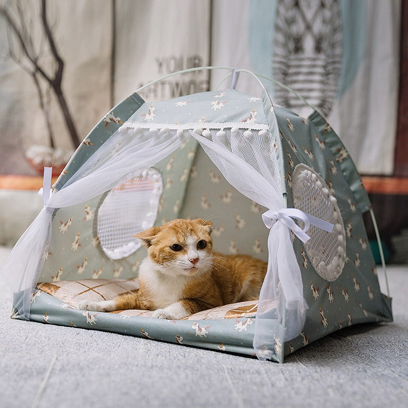 Cama-Ninho Semicerrada para Gatos e Cães Pequenos, para Todas as Estações